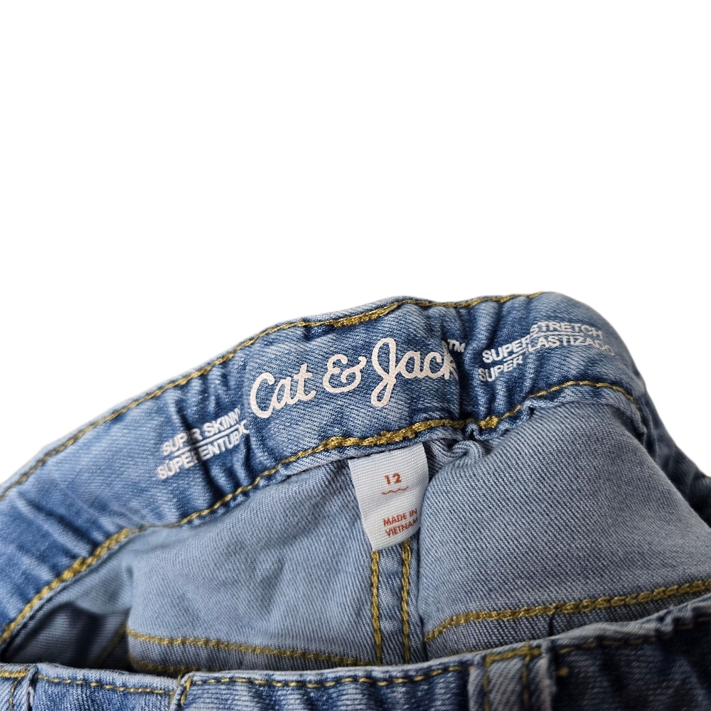 Cat & Jack Blue Super Skinny Super Stretch Jeans Girls Denim Adjustable Waist 12 - Picture 6 of 7